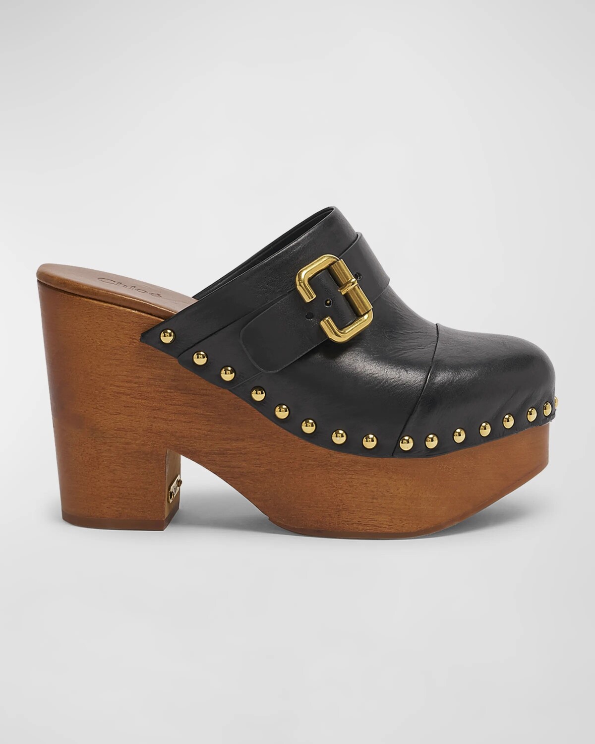 Кожаные сабо Jeannette на платформе Chloe, черный