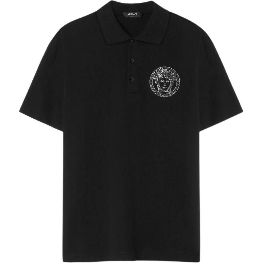 

Вышитая поло с коротким рукавом Medusa VERSACE, черный