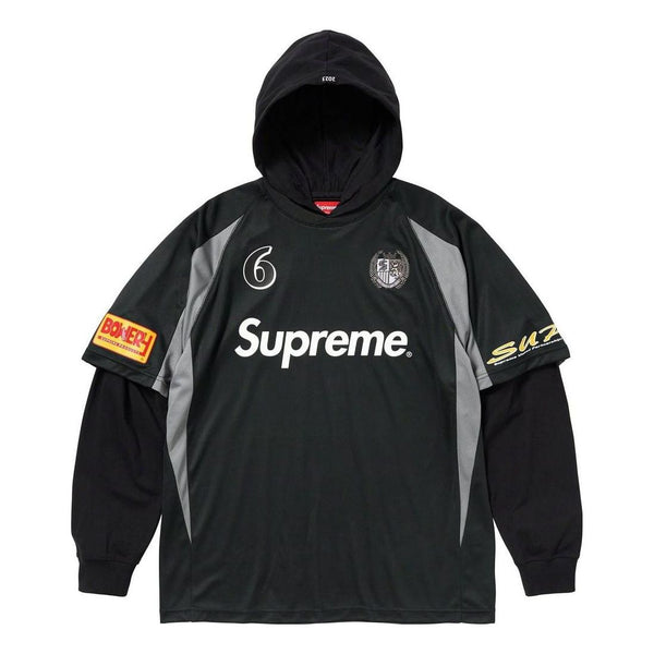 

Спортивная футболка hooded soccer jersey 'black white' Supreme, черный