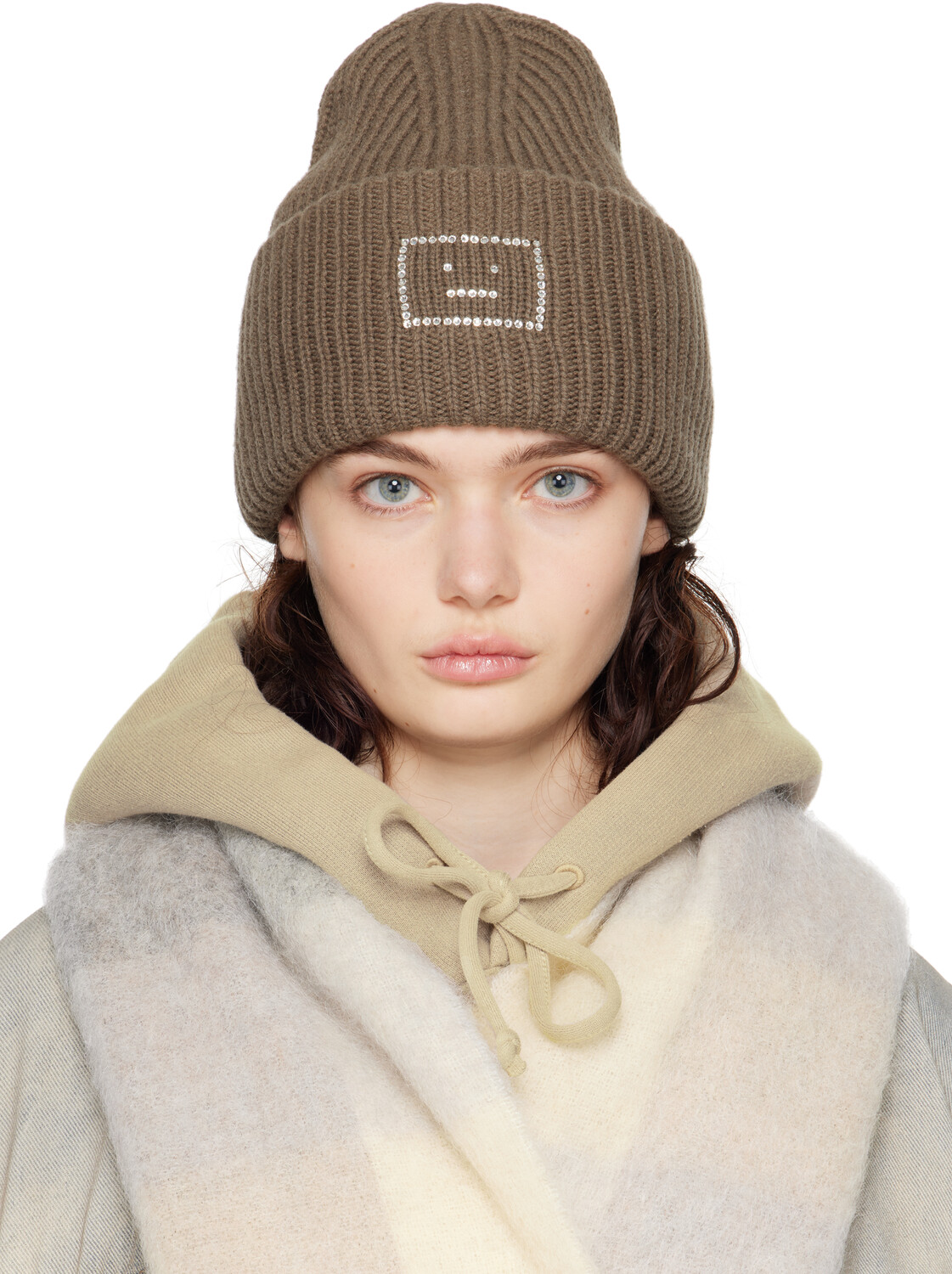 

Шапка цвета хаки с логотипом в виде лица Acne Studios, Khaki green