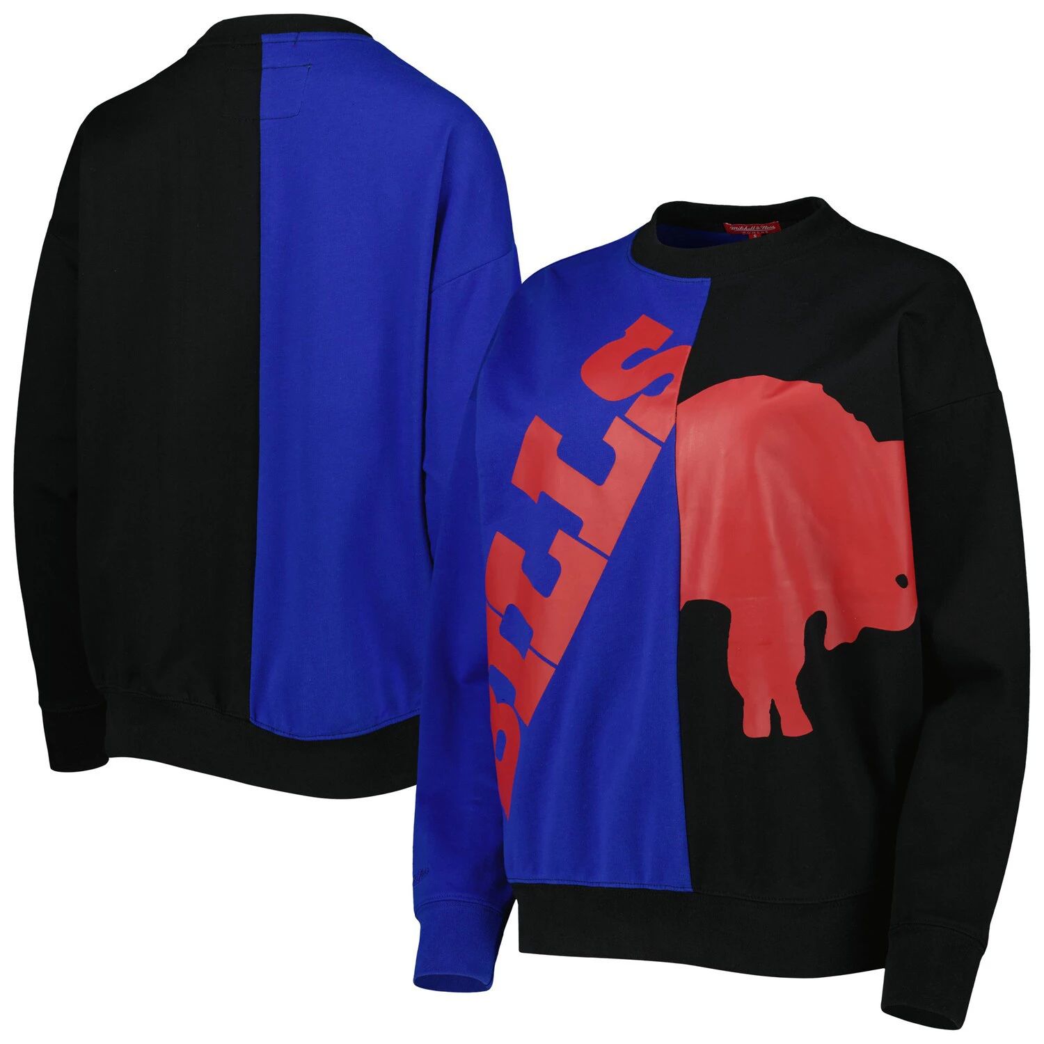 

Женский пуловер с большим лицом Mitchell & Ness Royal/Black Buffalo Bills