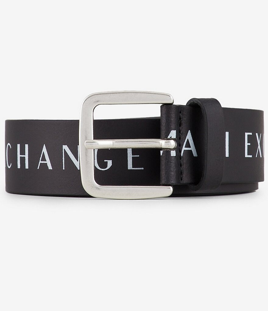 

Armani Exchange с тиснением логотипа белого цвета 1.6Пояс, черный