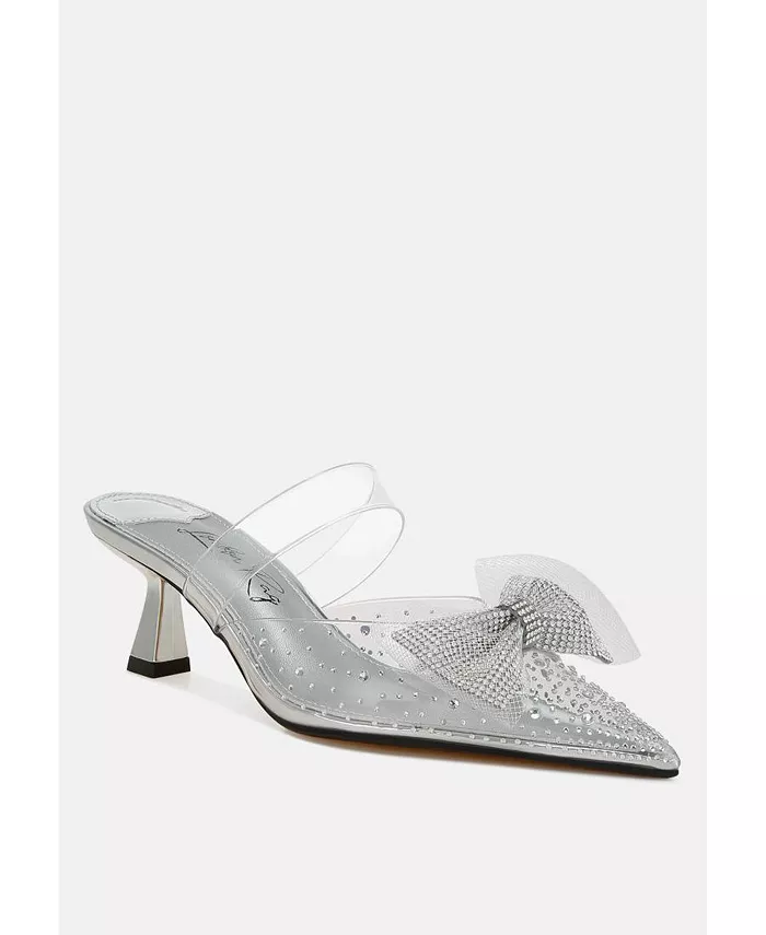 Туфли Freja Embellished Bow на низком каблуке с декоративным бантом London Rag, серебряный — фото 2