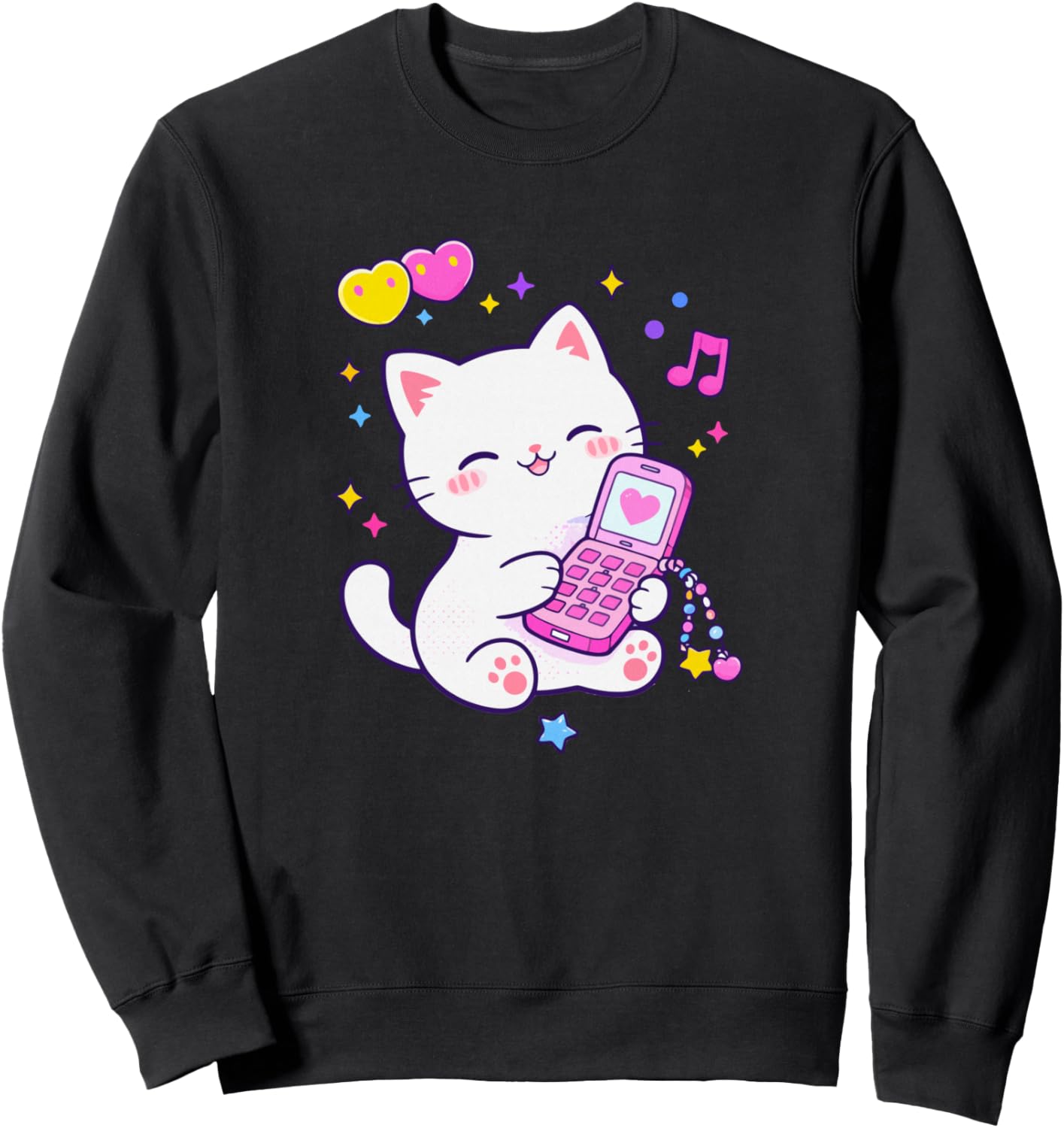 

Ретро-толстовка с милым кошачьим дизайном телефона для девочек эпохи Хэйсэй Retro Kawaii Studio, черный