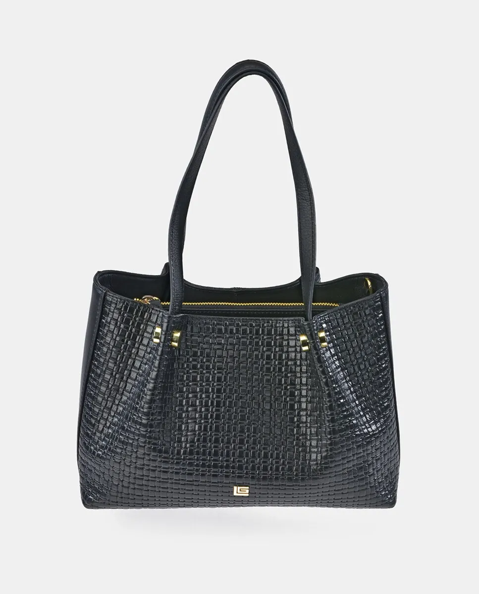 

Сумка Carryall Guy Laroche из черной кожи с двойной ручкой и ремнем на плечо