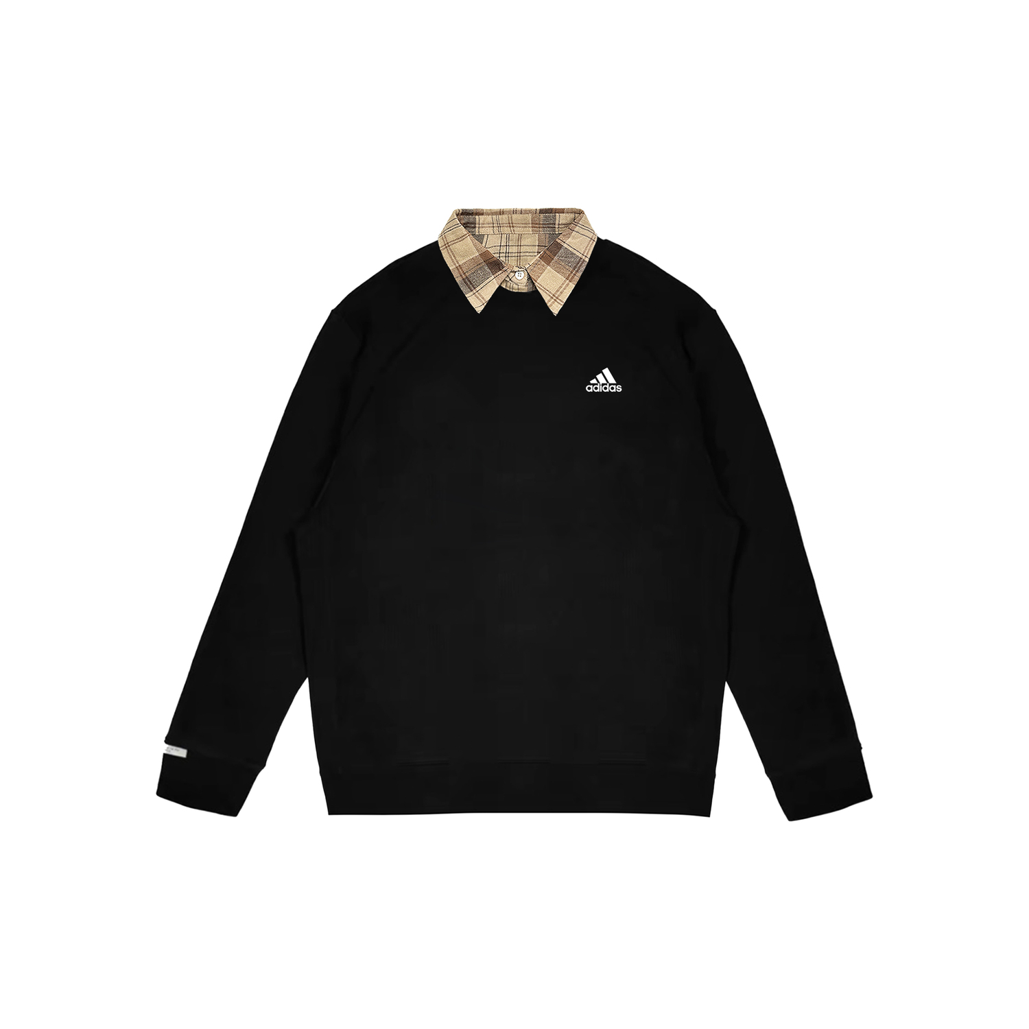 Adidas Толстовки LABEL, унисекс, черные, коричневые, с отворотом, средней толщины, стандартного размера — фото 3