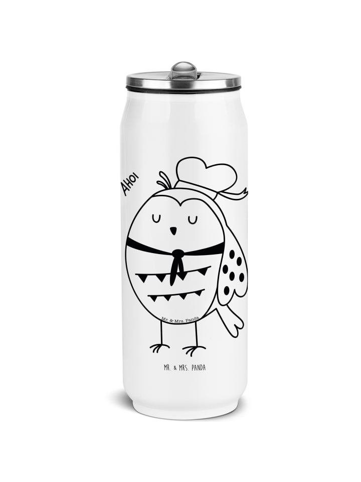 

Mr. & Mrs. Panda Бутылка для напитков "Сова-моряк" без надписей, белого цвета