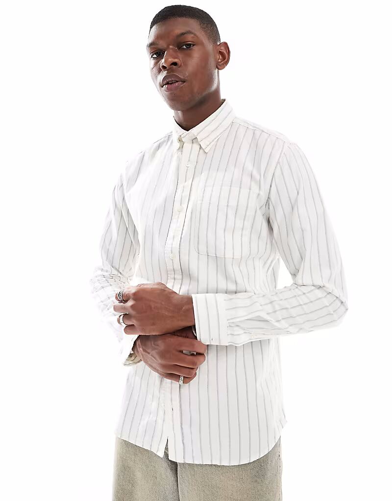 

Рубашка Jack & Jones Oxford slim fit с полосками белого цвета