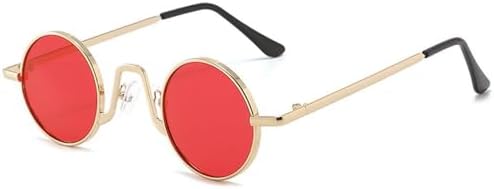 

Винтажные маленькие круглые солнцезащитные очки 2026 года для женщин и мужчин, ретро-очки в металлическом корпусе, защита от УФ-излучения UV400, панк-очки MTZJH, B-gold-red