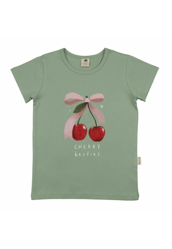 Футболка с принтом "маленькая вишенка" Walkiddy, Green
