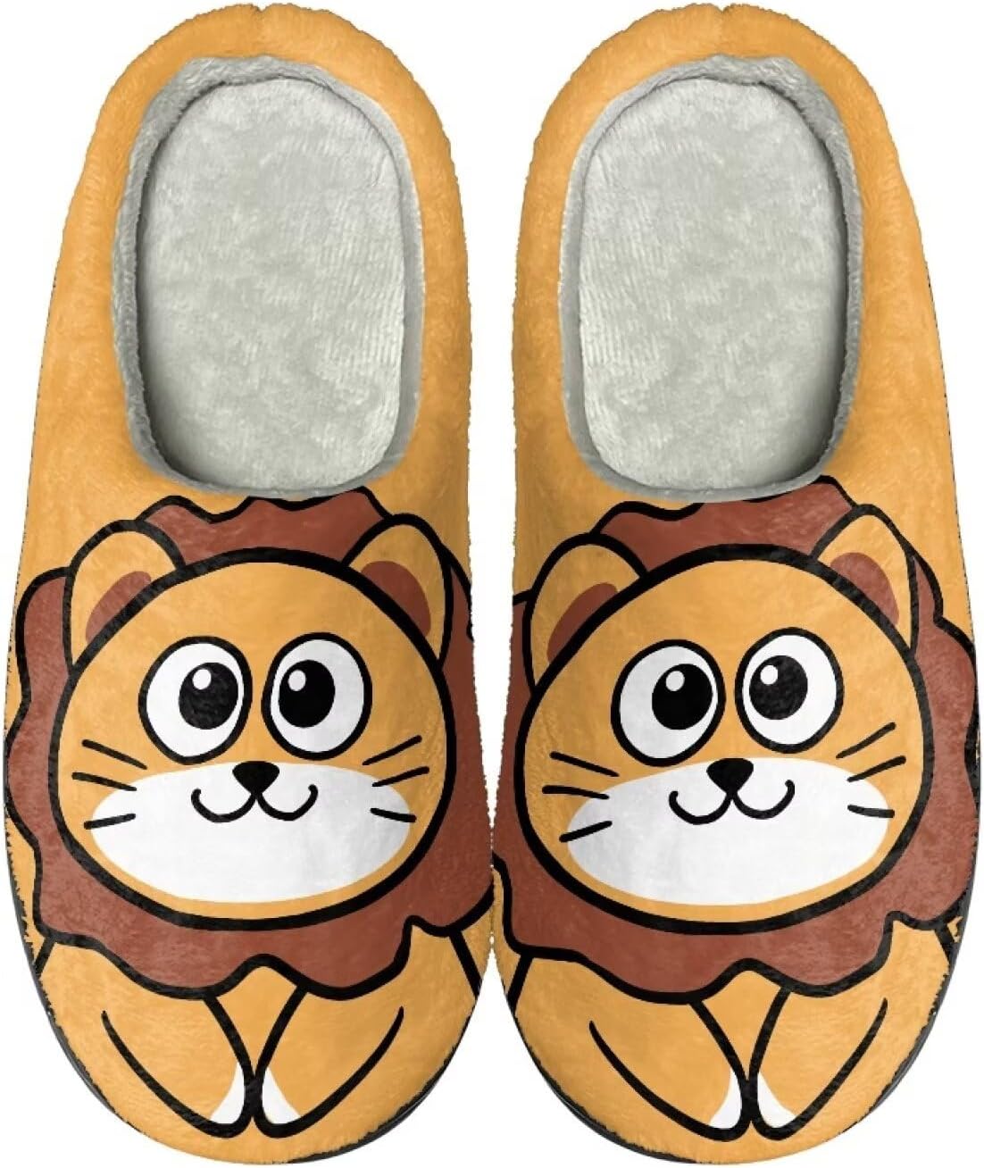 

Мультяшные тапочки Howilath из флиса для мужчин и женщин, антискользящие, теплые и дышащие, размеры-2XL, Cartoon Lion