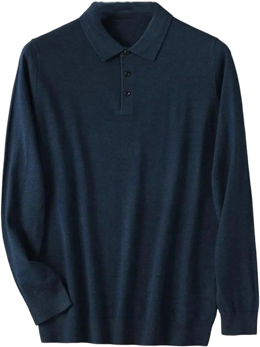 

Мужской свитер с отложным воротником из мериносовой шерсти, легкий, для весны и осени