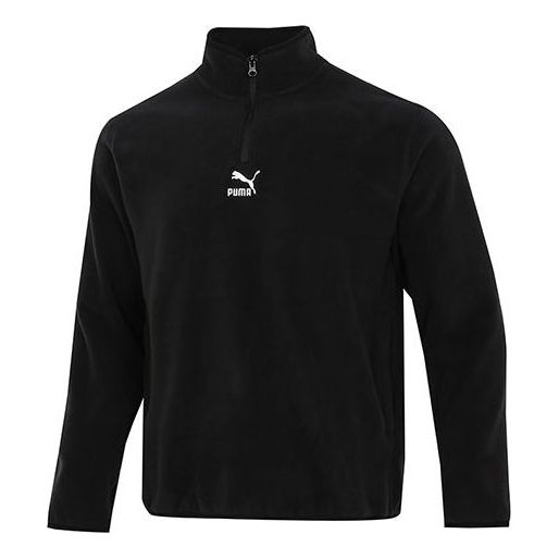 

Толстовка classics polar fleece hz crew casual sports fleece lined stand collar knit black Puma, черный