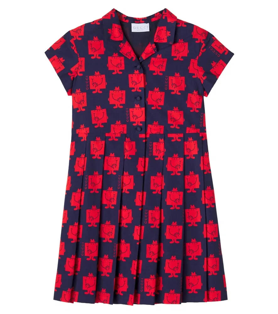 Хлопковое платье "Мистер Мен" "Маленькая мисс" Gucci Kids, синий