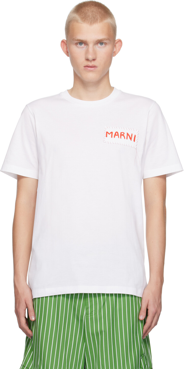 

Белая футболка с нашивкой-логотипом Marni