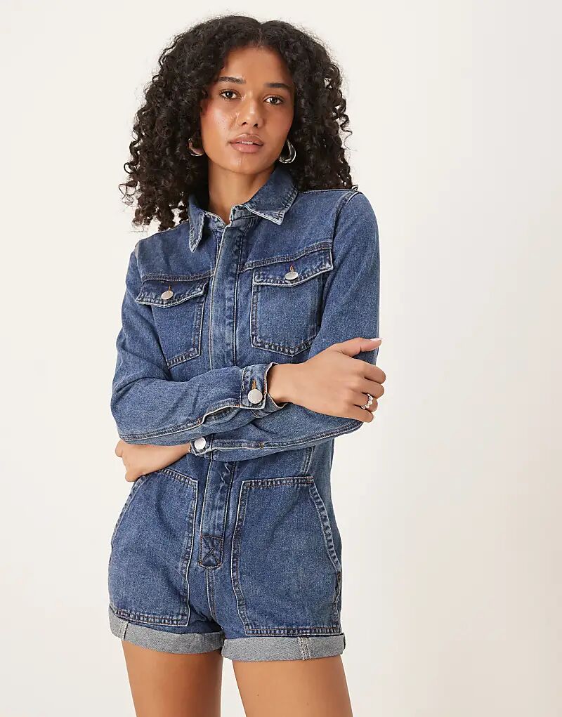 

Гламурный джинсовый комбинезон в цвете «stonewash»