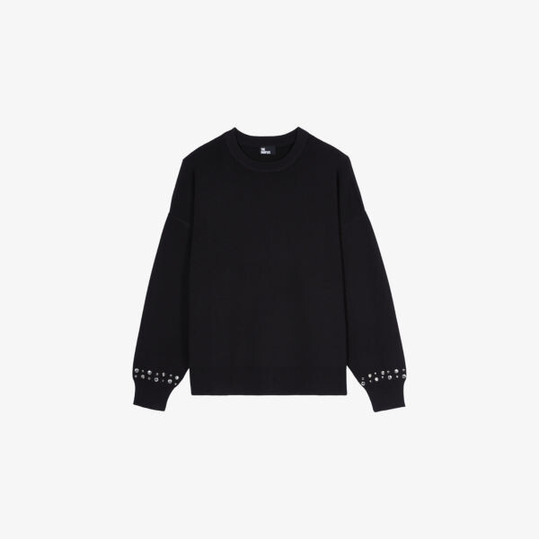 

Вязаный джемпер свободного кроя с отделкой заклепками The Kooples, черный