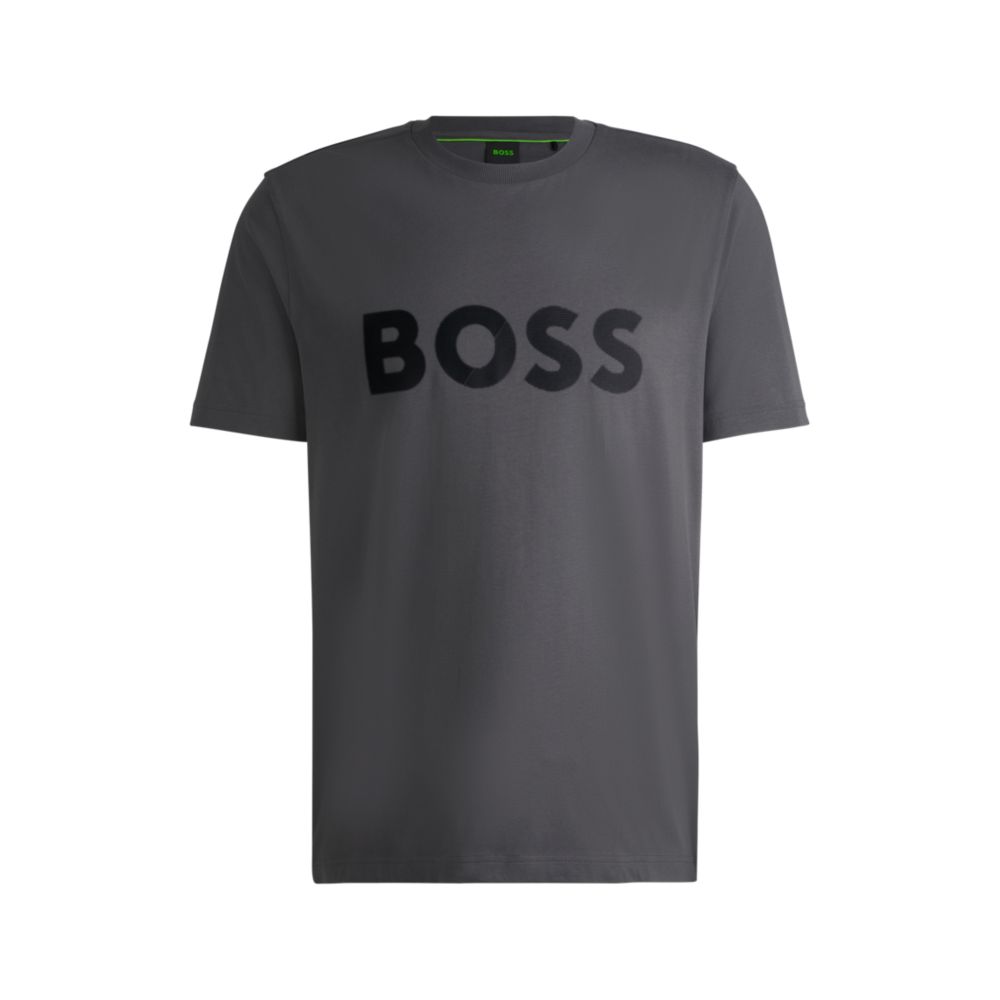 

Футболка из хлопкового джерси с большим логотипом BOSS, темно-серый