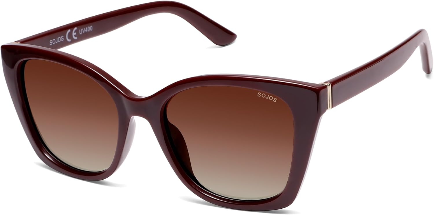 

SOJOS Винтажные солнцезащитные очки большого размера "кошачий глаз" для женщин, защита от ультрафиолета UV400, дизайнерские линзы Lentes De Sol Para Mujer SJ2634, Red/Red Grading Lens/Mc