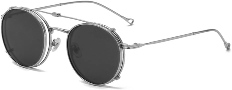 

Круглые поляризованные солнцезащитные очки для мужчин, складные, с зажимом, защита от УФ-излучения UV400, очки для женщин в металлической оправе, мужские очки для вождения VFDHN, Silver With Black