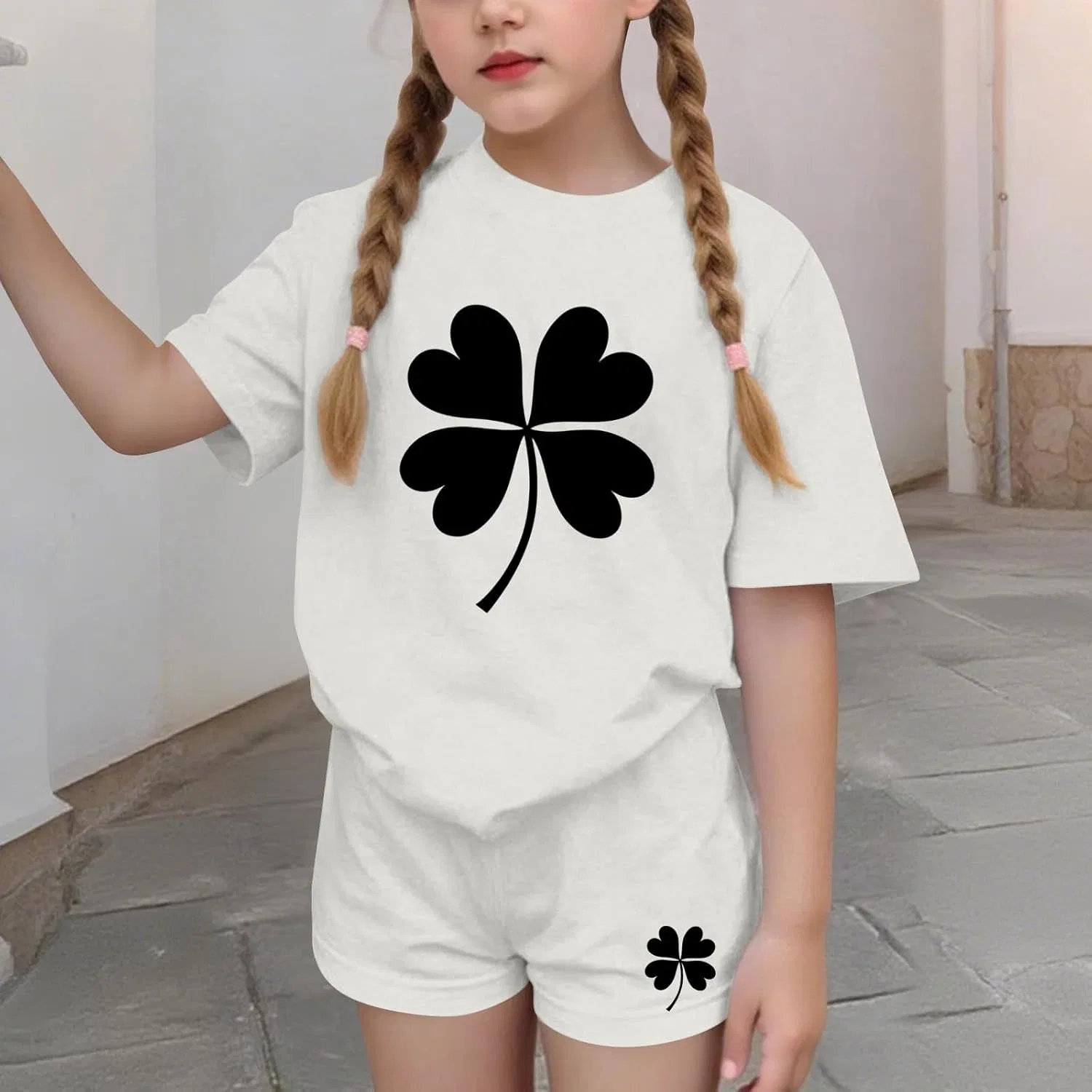 Детский спортивный костюм с принтом Shamrock Zzalalana, 2 предмета, White — фото 2