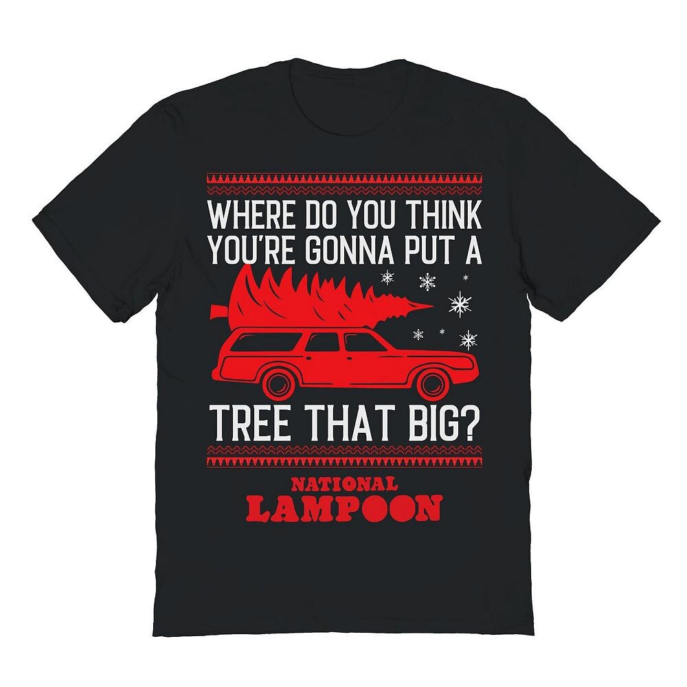 

Мужская футболка с рисунком Big Tree National Lampoon's Christmas Vacation Licensed Character, черный