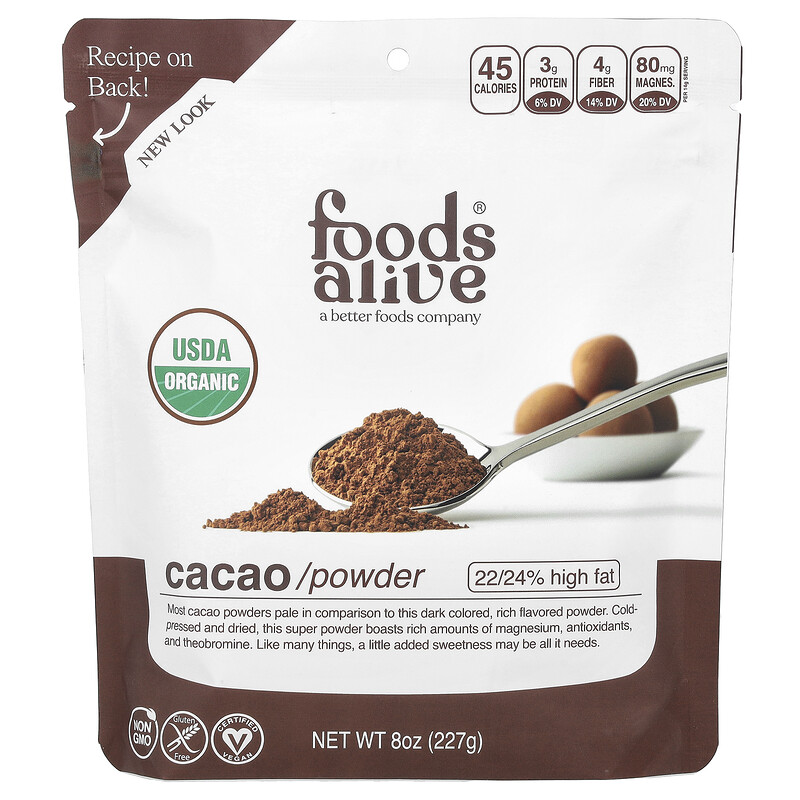 

Foods Alive, Какао в порошке, 227 г (8 унций)