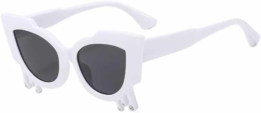 

Солнцезащитные очки «кошачий глаз» для мужчин и женщин, модные, винтажные, стильные, необычные, в стиле хип-хоп, с градиентной линзой, защита от УФ-излучения UV400 TVTBBVV, White Gray