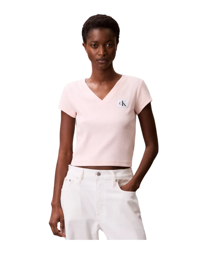 

Розовая футболка с V-образным вырезом Calvin Klein, розовый