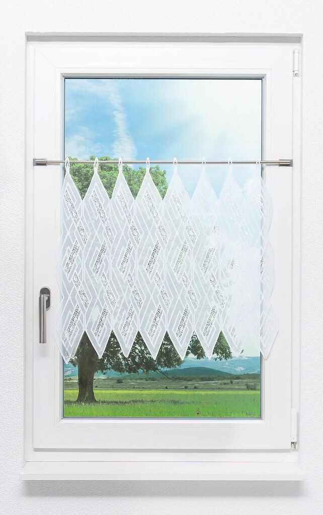 

Панельная штора Plauener Spitze - Диамант (Ш х В) 96см*58см белый/белый