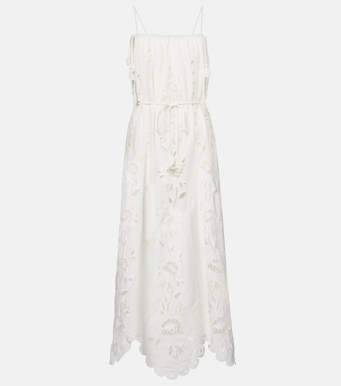 

Макси-платье с вышивкой ришелье Farm Rio, Off-White