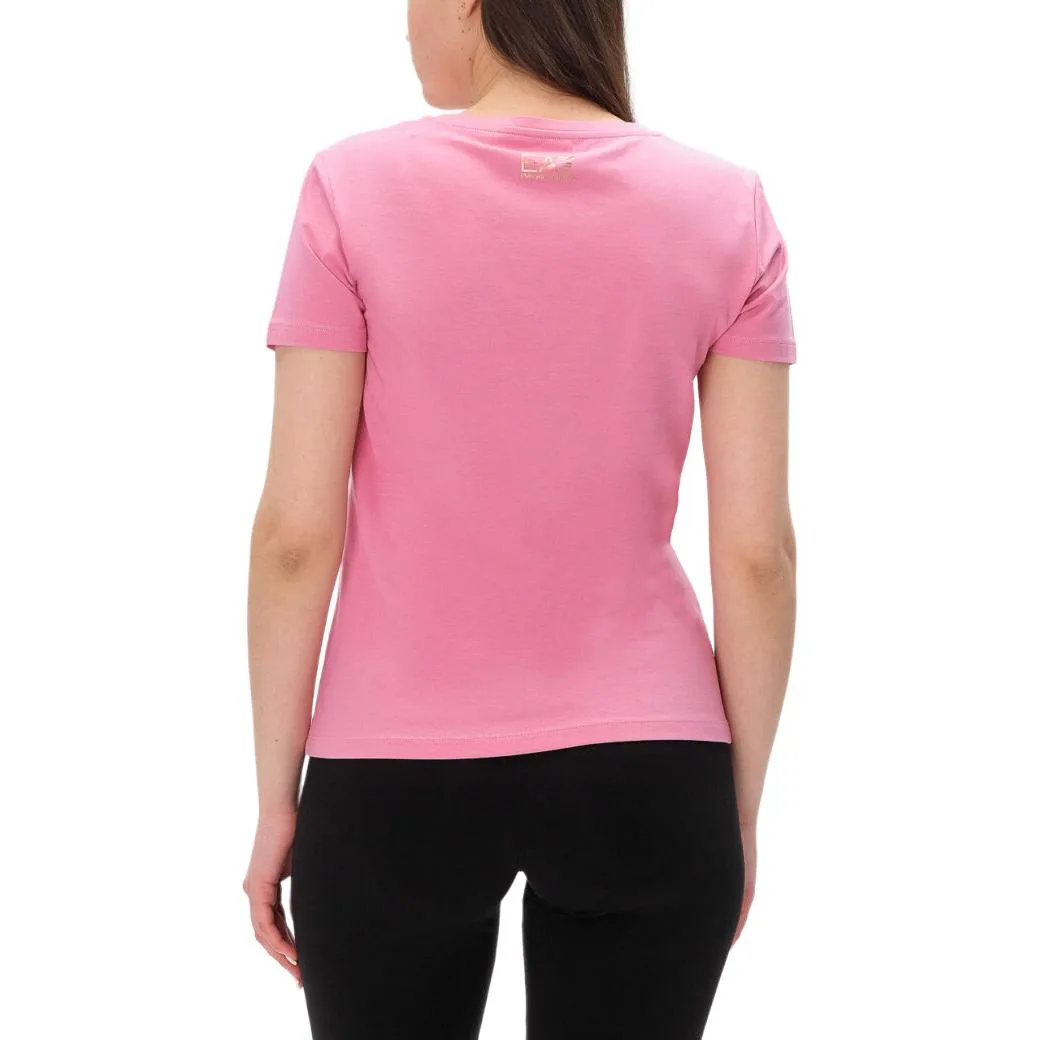 EMPORIO ARMANI EA7 Футболка с анималистичным принтом для женщин Pink — фото 4