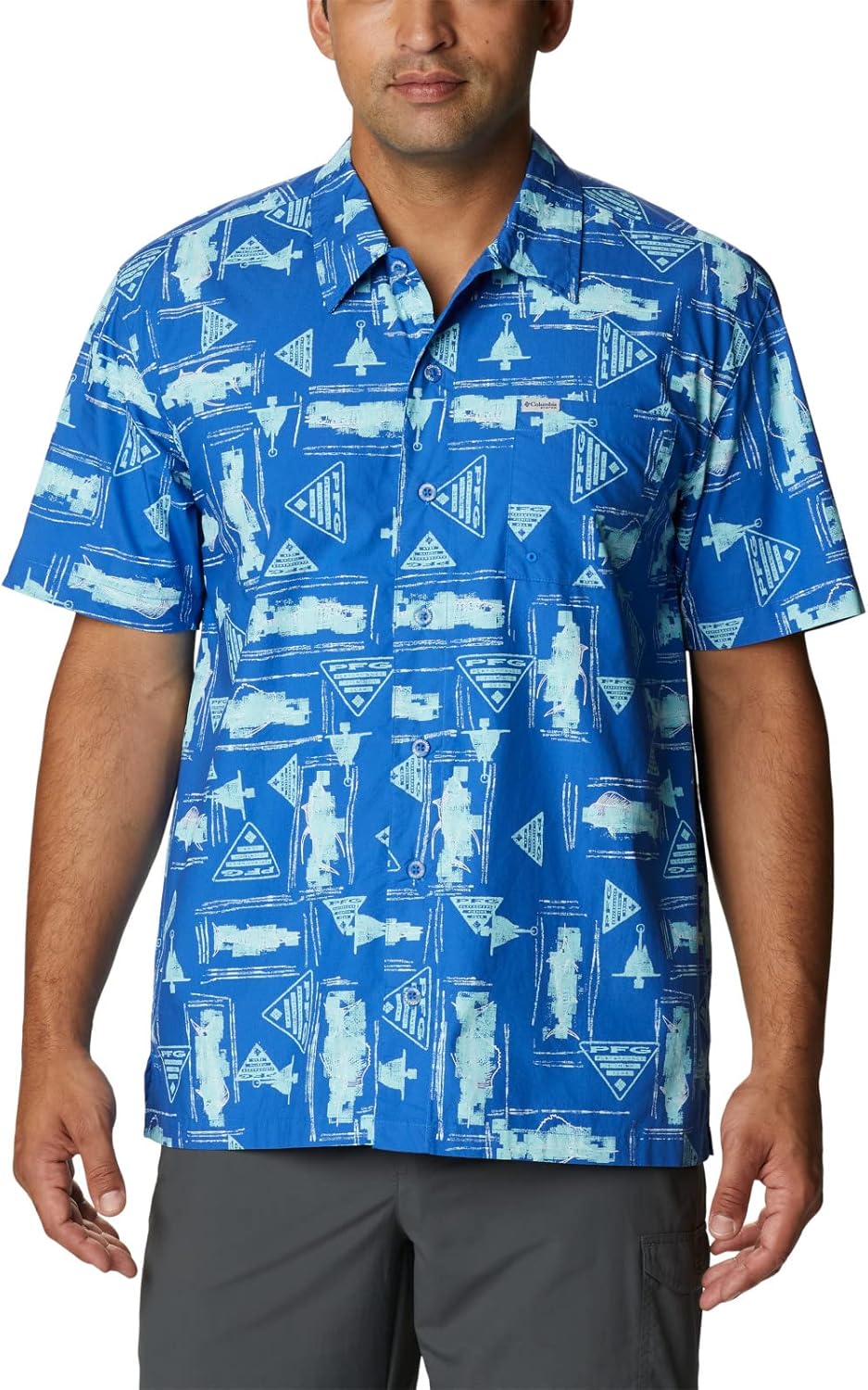 

Мужская рубашка Columbia Super Tamiami с длинным рукавом, Vivid Blue Anchors Up