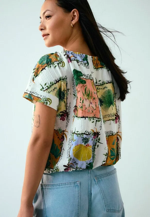 Футболка с коротким рукавом, объемным подолом и круглым вырезом, прямого кроя Next, Kew Garden Floral Print