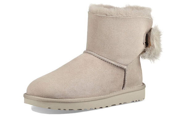 Кроссовки с пушистым бантом мини на флисовой подкладке Ugg, серый — фото 4