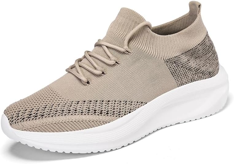 

Мужские кроссовки с круглым носком, вязаной сеткой и шнуровкой, низкие, нескользящие, легкие, повседневные спортивные обувь, подходят для ходьбы и игры в мяч Igzbibg, хаки