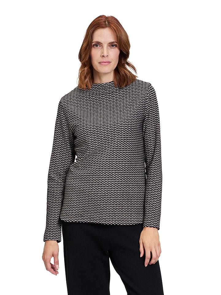 

BETTY & CO Футболка с длинными рукавами, черно-кремового цвета