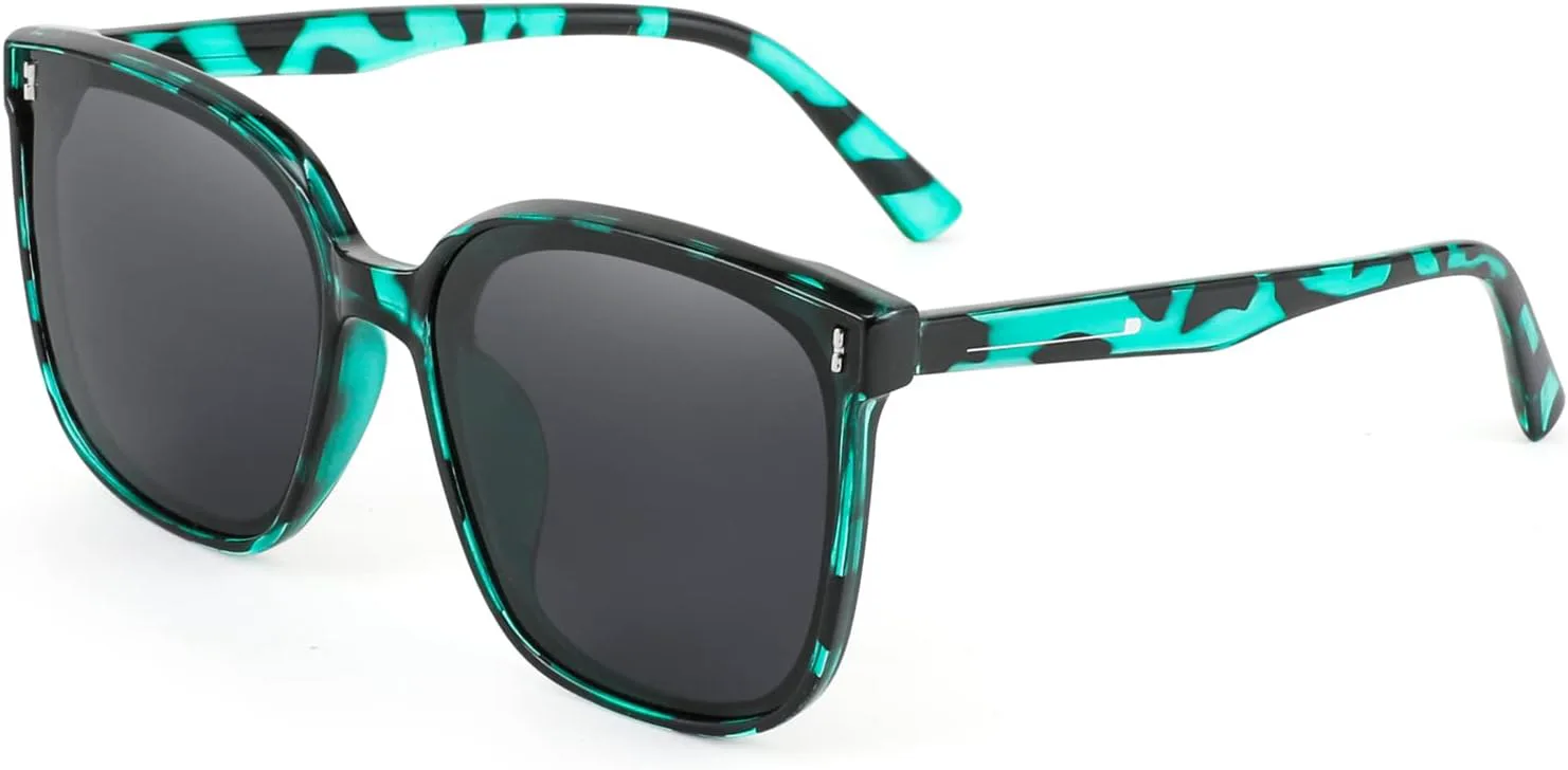 

FEISEDY Женские большие винтажные поляризованные солнцезащитные очки квадратной формы, милые, модные, классические, простые, мужские B2758, 007 Green Leopard