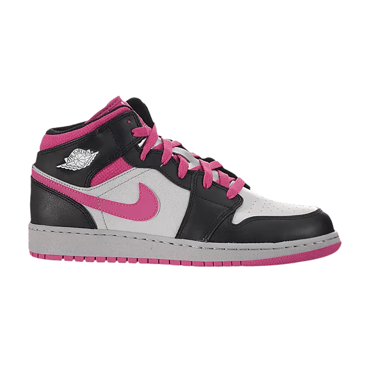 

Кроссовки Air Jordan Air Jordan 1 Mid GS 'Black Vivid Pink', розовый