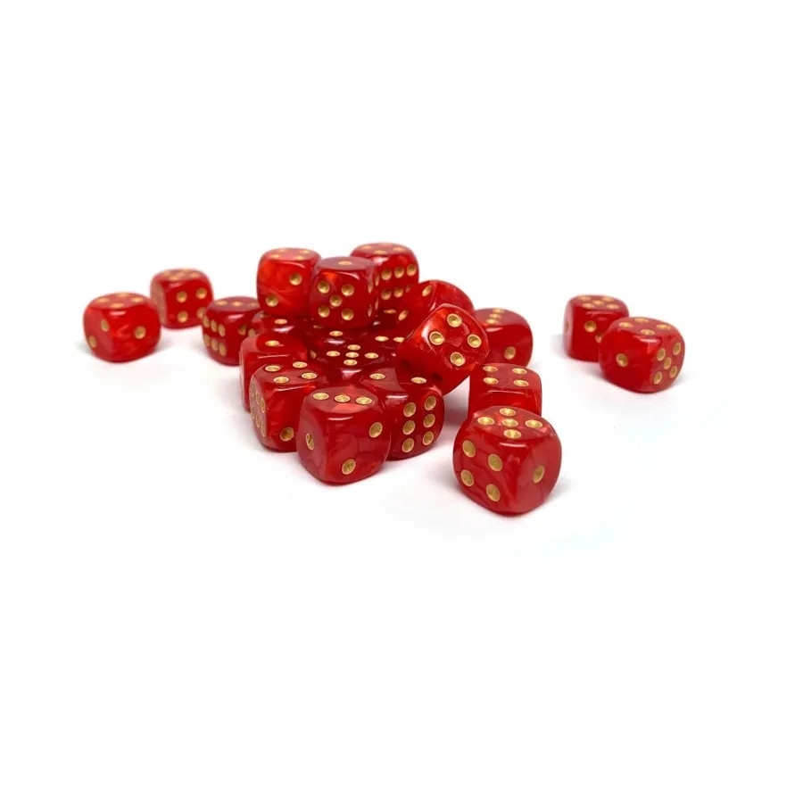 

12 мм d6 Багровый мрамор с золотом (25), Dice - 25 Piece D6 Sets (Easy Roller Dice)