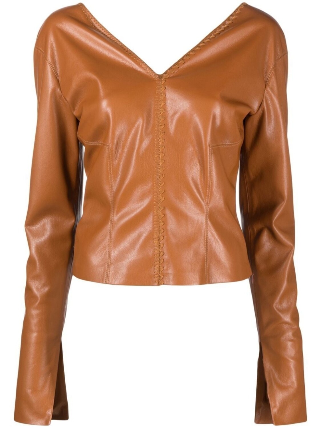 

Nanushka топ из искусственной кожи с глубоким вырезом, коричневый