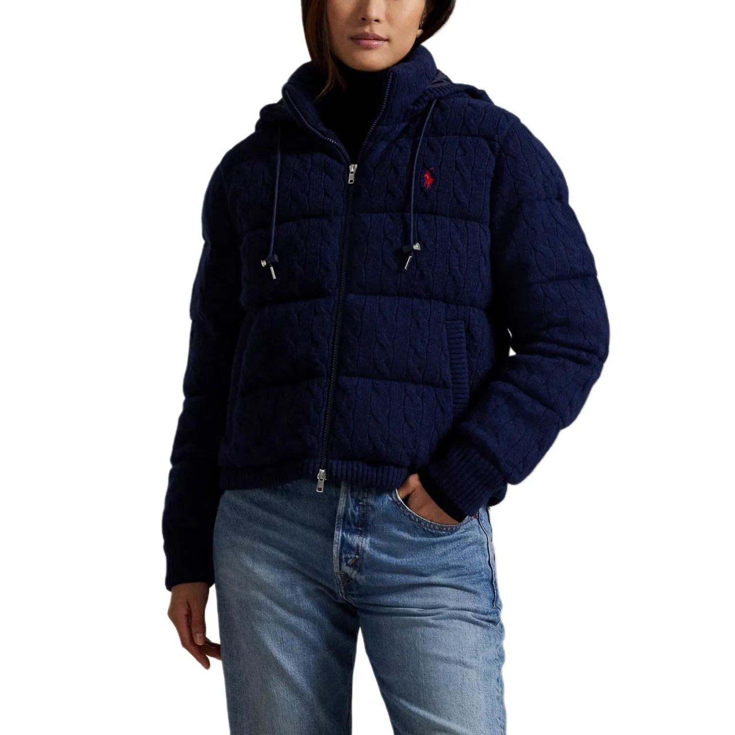 Утепленная куртка-пуховик на молнии с капюшоном Polo Ralph Lauren, Marine Blue — фото 3