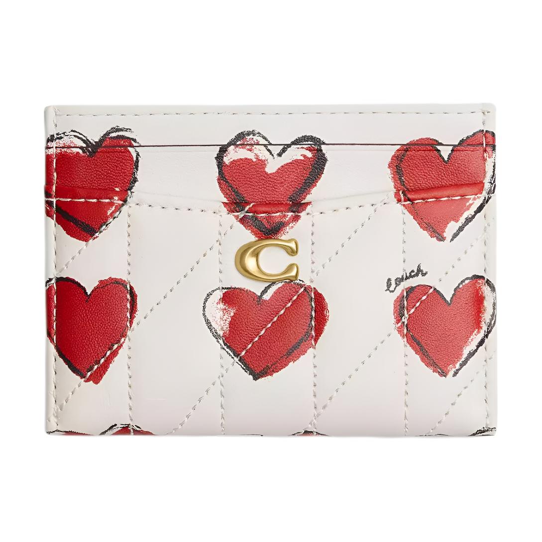 

COACH Миниатюрный кожаный картхолдер, Brass & Chalk
