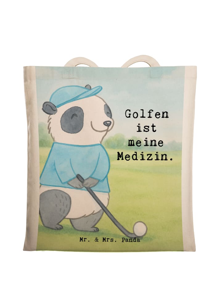 

Mr. & Mrs. Panda Сумка-шоппер с изображением панды для игры в гольф и надписью, белого цвета