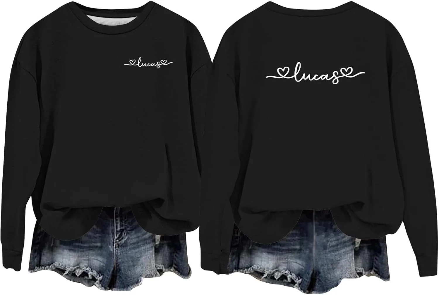 

Валентиновский свитшот для женщин с принтом, оверсайз FQZWONG