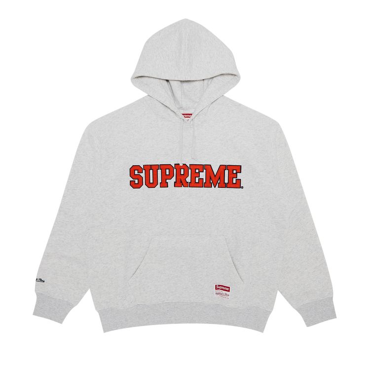 

Толстовка Supreme x Mitchell & Ness NCAA Hooded Sweatshirt Ash Grey, серый