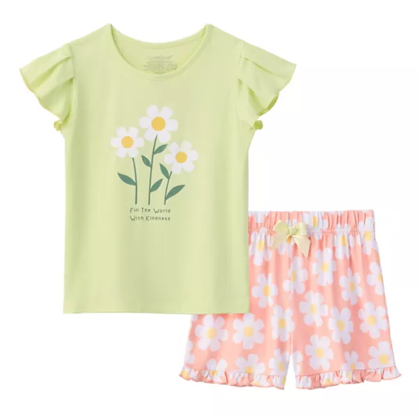 

Комплект из пижамного топа с рисунком и пижамных шорт для девочек 4-12 лет Cuddl Duds, цвет daisies