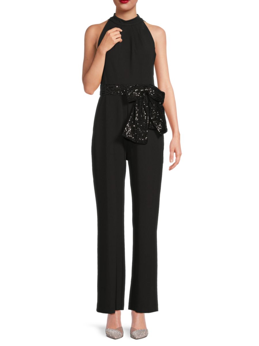 

Комбинезон с бантом и пайетками Eliza J, черный