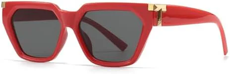 

Ретро квадратные солнцезащитные очки для женщин и мужчин, модный стиль, трендовые панк-очки с заклепками, синий градиент, солнцезащитные очки UV400 MTZJH, C5 Red Grey