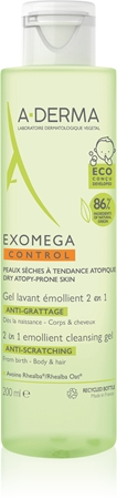 

Гель для душа для сухой и атопической кожи A-Derma Exomega Control 2 in 1 Emollient Cleansing Gel, 200 ml